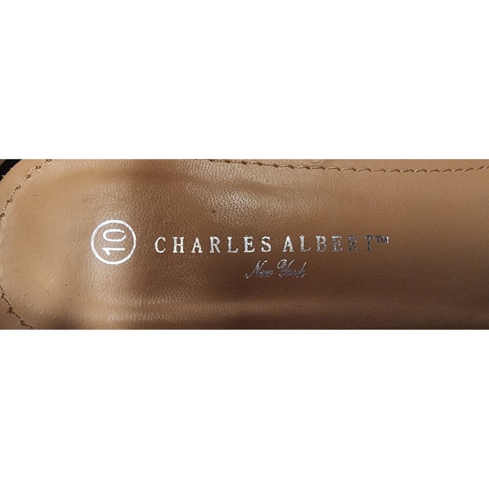 CHARLES ALBERT TESSA Black Faux Leather Ankle Strap Pump Heel Shoes US 10 - Picture 9 of 9